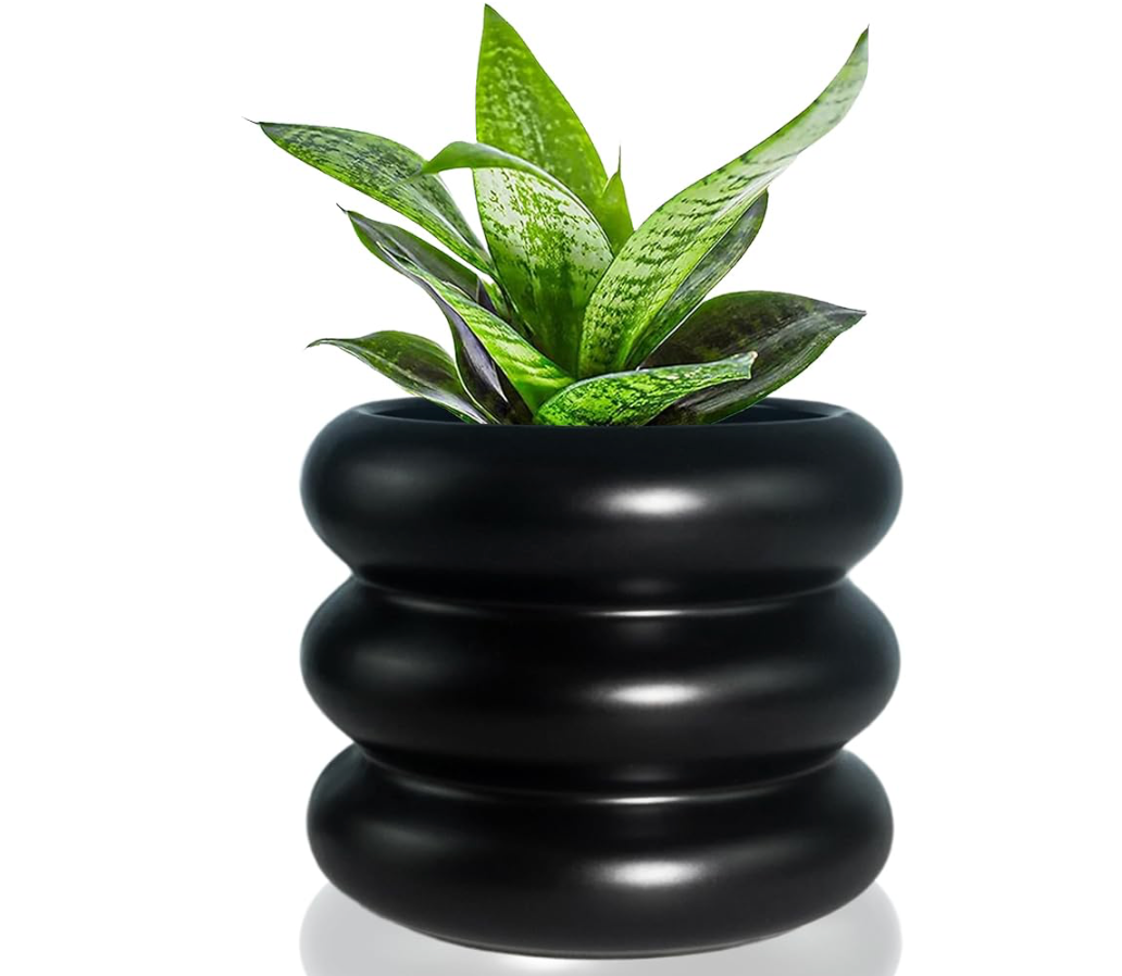 matte black plant pot 4" Black Ribbed Pot – Plant Vault