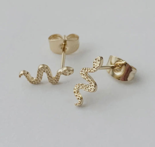 Snake Stud Earrings (Gold)