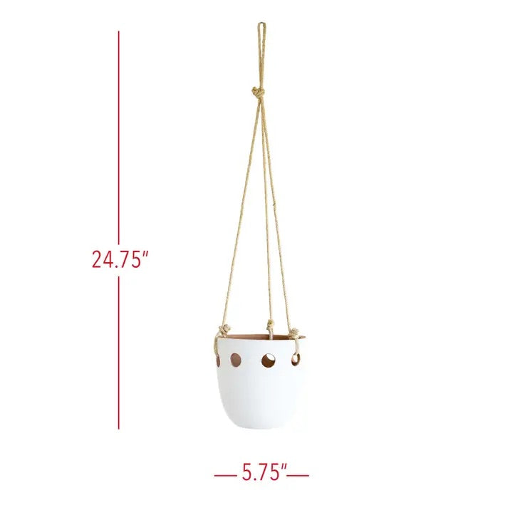 Hanging Terracotta Planter / White