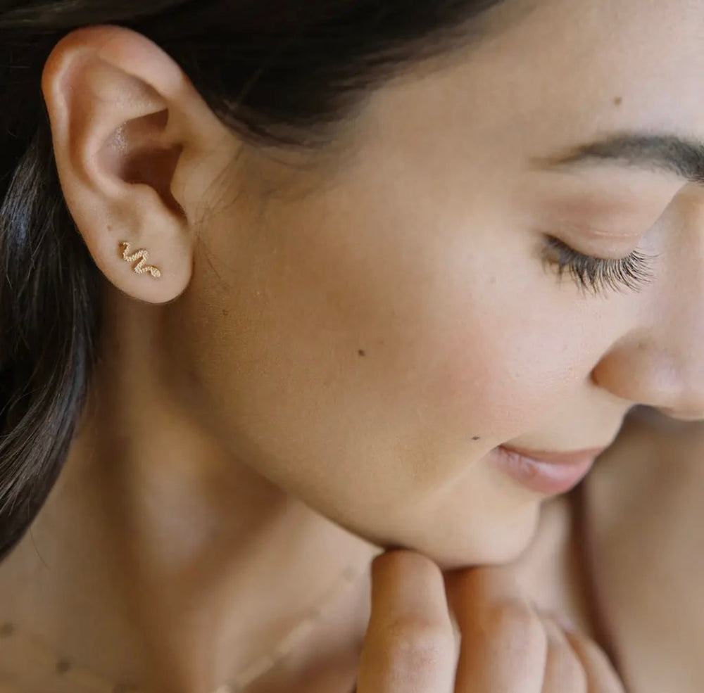 Snake Stud Earrings (Gold)