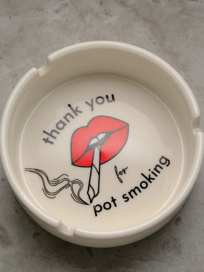 thank you for pot smoking ash tray - red lips with joint between them