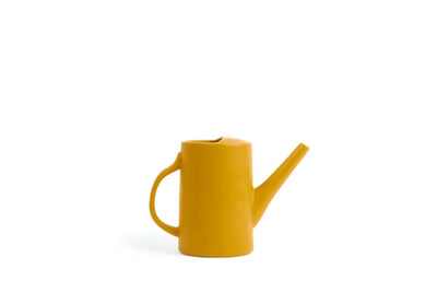 Matching porcelain planter and watering can set - yellow watering can